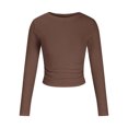 thumbnail image 3 of AherBiu T-Shirts à Manches Longues pour Femmes Ajustés Confortables Basiques à Col Rond T-Shirts Hauts d'Entraînement pour Femmes, 3 of 7