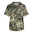 thumbnail image 2 of Domuza Men Scrub Top Plus Size V-Neck Short Sleeve Nurse Uniform Camo Printed Stretch T-Shirts Comfort Soft Nursing Top with Pockets Khaki XL, 2 of 4
