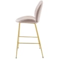 thumbnail image 3 of Contemporary Modern Urban Designer Bar Pub and Dining Kitchen Bar Side Stool Chair, Velvet Fabric Metal Steel, Pink, 3 of 6