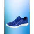 thumbnail image 2 of Zone1k Little Girl Big Girl Glitter Sparkle Comfort Light Weight Slip On Flat Sneaker Shoes ( Royal Blu, 9), 2 of 4