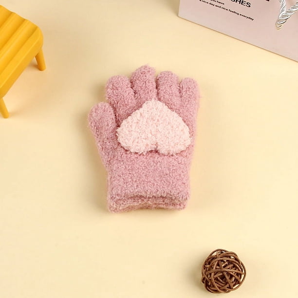 Guantes para niños, cálidos, de invierno, con forro polar, gruesos, de cinco dedos, multidedos, para niñas, de dedos completos, resistentes al frío