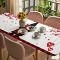 thumbnail image 3 of Red Gnomes Valentines Day Table Cloths for 8 Foot Rectangle Tables, Love Heart Tree Roses Plaid Patio Waterproof Elastic Fitted Tablecloths, Washable Rectangular Table Cover for Camping, 3 of 8