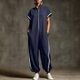 thumbnail image 4 of Short Sleeve Rompers For Women Summer Work Top Short Sleeve Coveralls Shirt and Wide Leg Pants Outfits Cute Womens Summer Clothes Wide Leg Pants Lounge Set Beach Travel Set Overalls For Women, 4 of 9