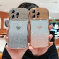 thumbnail image 6 of for iPhone 15 Pro Bling Glitter Case for Women Girls, Cute Wave Frame Curly Shape with Love Heart Pattern Raised Camera Protection Luxury Plating Shockproof Phone Case for iPhone 15 Pro, Silver, 6 of 7