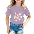 thumbnail image 2 of YUEHUA Shirts Kids 10 Girls Purple Summer Girls' Large Sized Round Neck Ocean Themed Print Short Sleeved Loose Fitting Casual T Shirt for Children, Size 10-11 Years, 2 of 3