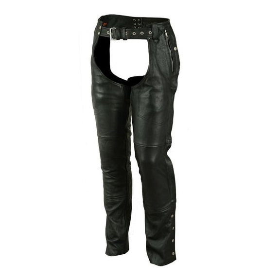 Daniel Smart Motorcycle Leather Chaps All Season Unisex Biker Pant with Customizable fit and Carry Pockets