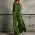 thumbnail image 2 of Plus Size Summer Outfits For Women Square Neck Sleeveless Tank Tops Drawstring Wide Leg Pants With Pockets (XXL, Green), 2 of 5