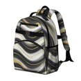 thumbnail image 2 of Black and Gold Marble Pattern Cute School Backpack Bag for School with Padded Back and Adjustable Shoulder Straps 15.25"x11.5"x5.25", 2 of 5