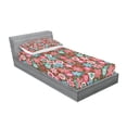 thumbnail image 2 of Ambesonne Floral Fitted Sheet & Pillow Sham Set, Flower Petals Florets, Twinxl, Pink Brown and Teal, 2 of 2