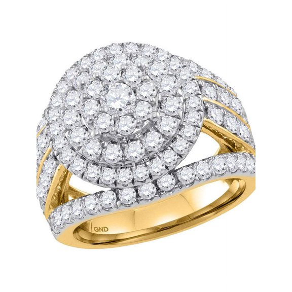 14kt Yellow Gold Womens Round Diamond Flower Cluster Bridal Wedding Engagement Ring 3.00 Cttw