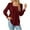 Burgundy, variant on Polyester Long Sleeve T Shirt for Women Daily Deep Square Neck Solid Button Blouse Shirt Top,Black