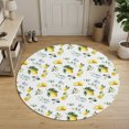 thumbnail image 2 of Washable Round Rugs 4ft Summer Lemon Circle Rug Non-Slip Soft Non-Shedding Low-Profile Rustic Fruits Leaves Pastoral Flower Plants Small Area Rug Carpet for Living Room Bedroom Dining Room Home Decor, 2 of 8