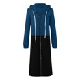 thumbnail image 5 of Women Long Sweatshirt Jackets with Pockets Colorblock/Solid Zip Up Hoodie Trendy Casual Fall Outerwear Sport Coat (3XL, Blue+Black), 5 of 7