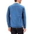 thumbnail image 2 of Men’s Casual Cotton Blend Sherpa Lined Button Up Denim Jean Trucker Jacket (Light Blue, S), 2 of 3