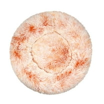 PureCasa Gradient Comfort Soft Dog Cat Bed for Fall Winter, Long Plush Resilient Fluffy Pet Bed Kennel Cushion Sleeping Pad for Small Cats Dogs, Modern Decor, Round, 1 Pack, 16"x16", Orange