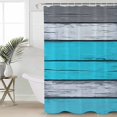 thumbnail image 5 of Blue Grey Stripe Shower Curtain, 48" x 72", Retro Coastal Style Wood Grain Waterproof Bathroom Curtain Washable Shower Curtain Set with 12 Hooks, 5 of 6