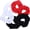 Black White Red, variant on Motique Accessories Large Solid Scrunchie - Set of 6