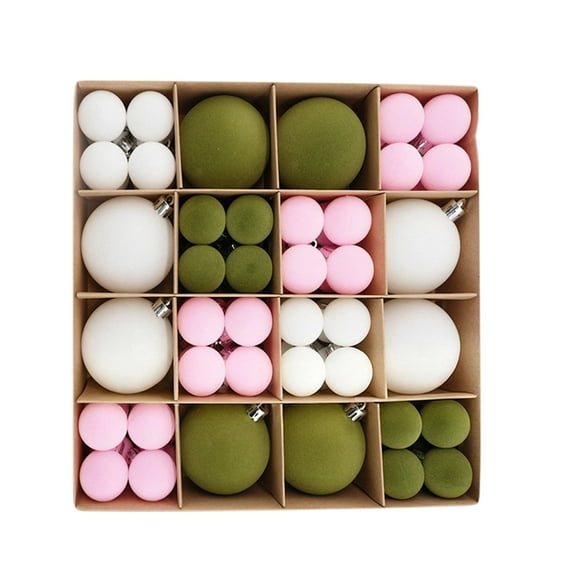 HomeDM Christmas Velvet Ball Ornaments 72Pcs Flocked Xmas Tree Shatterproof Hanging Balls Christmas Balls for Wedding Party Tree Wreath Holiday Decor