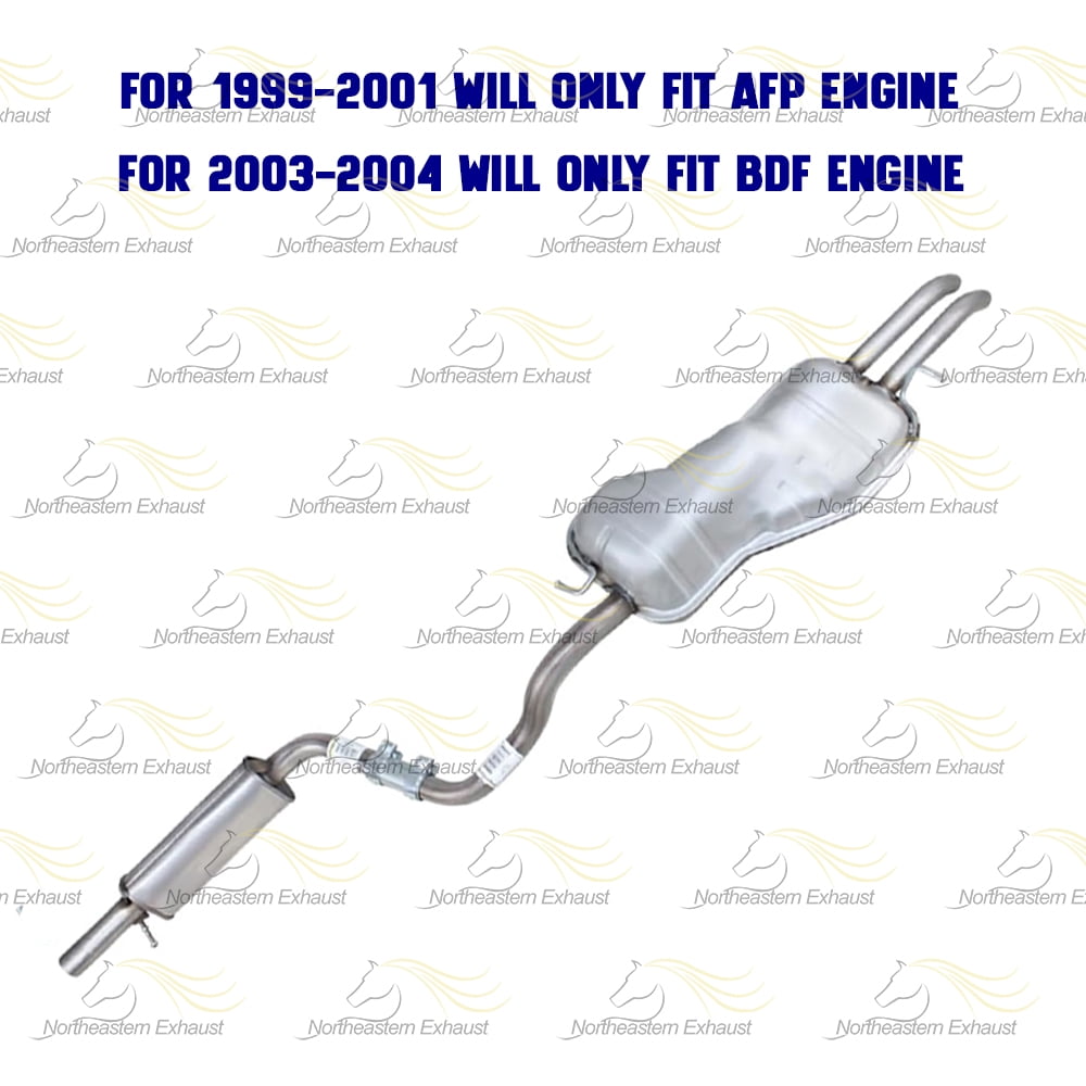 Northeastern Exhaust Resonator & Muffler Fits 1999-2004 Volkswagen Jetta 2.8L - Direct-Fit | Stainless Steel System Kit