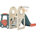 thumbnail image 5 of CIPACHO 4 in 1 Kids Slide Playset, Freestanding Bus Slide Set with Basketball Hoop, Red, 5 of 11