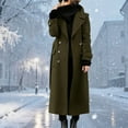 thumbnail image 4 of DAFPZW Women's Winter Double Breasted Wool Coat Business Casual Long Winter Pea Coat Trendy Outwear with Belt, 4 of 6