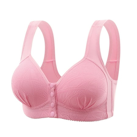 Virmaxy Women s Plus Size Stainless Steel Circle Backless Thin Gathering Underwear Daily Bra Color Comfortable Hollow Out Perspective Bra Underwear No Rims Pink-A L
