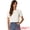 Apricot, variant on Women's Floral Puff Short Sleeve Peter Pan Collar Blouses S Apricot