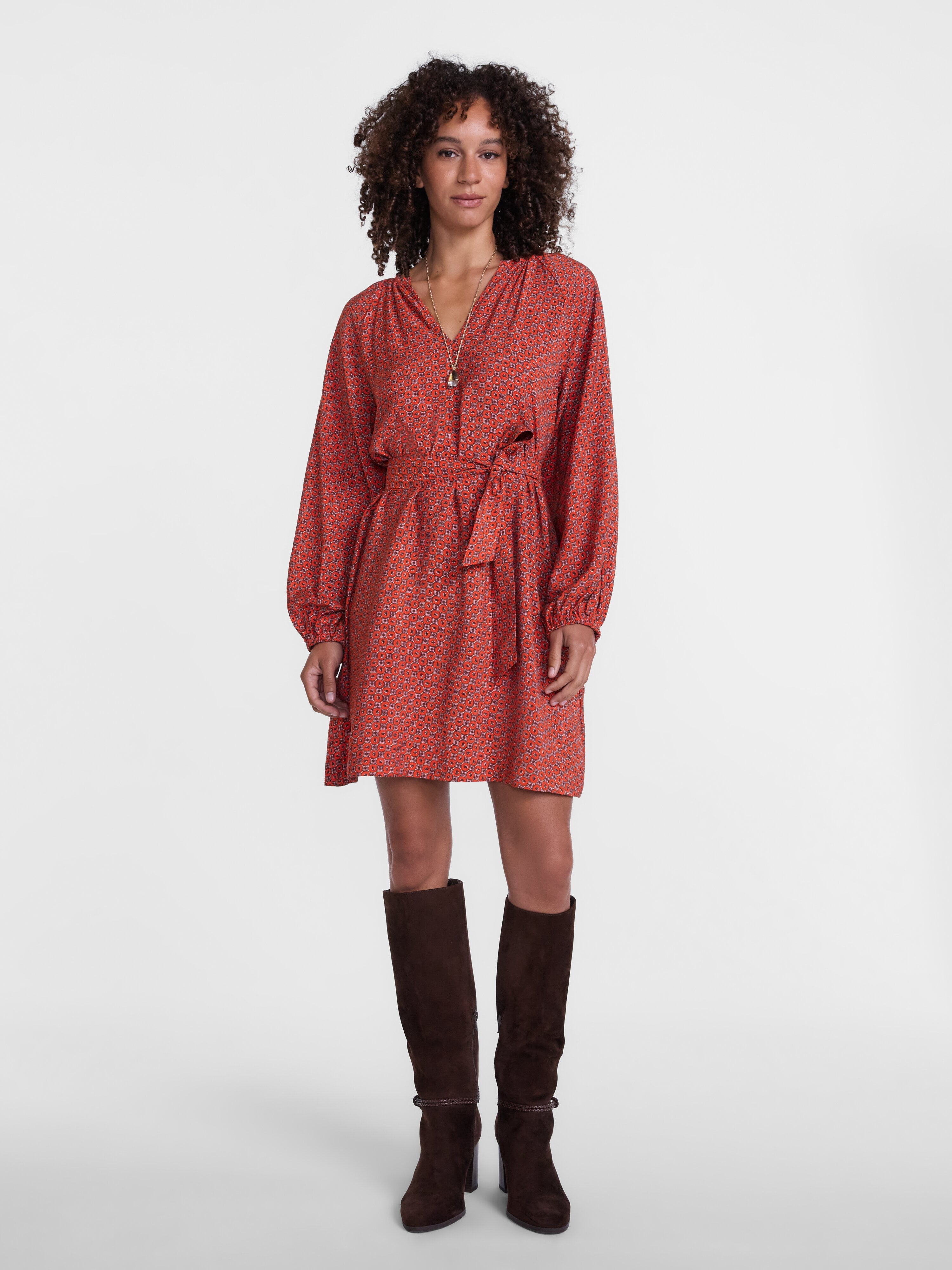 Scenario Women's and Women's Plus Mini Dress with Long Balloon Sleeves, Sizes XS-4X