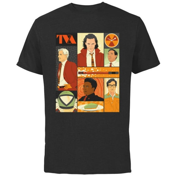 Marvel Studios Loki Season 2 Faces of the TVA & Pie Disney - Short Sleeve Cotton T-Shirt for Adults - Customized-Black