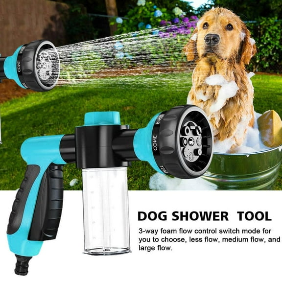 BETTERLIFE Pup Jet Dog Wash Hose Nozzle Attachment - Adjustable 8 Foam Spray with Soap Dispenser, Versatile Garden Hose Sprayer for Dog Washing, Car Cleaning and Garden Watering F7D9