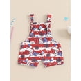 thumbnail image 5 of Aojekbee 4th of July Toddler Rompers Overalls Baby Girls Boys Ice Cream Stripe Stars Letter Print Sleeveless Bodysuits Summer Jumpsuit, 5 of 10