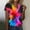 Multicolor, variant on HaoXianJian Plus Size Womens Shirt Short Sleeve Button Crew Neck Shirt Colorful Print Top for Women 2025 Loose Fits T Shirt Summer Tee Shirts Going Out Top 4X 5X