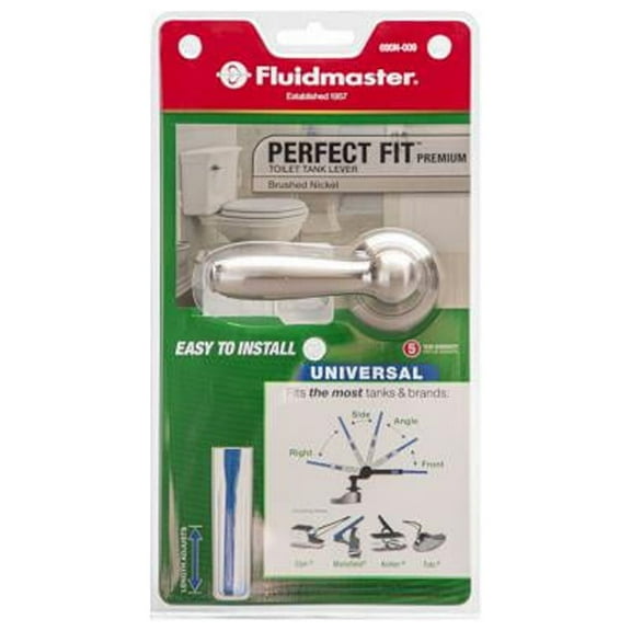 Fluidmaster Universal Toilet Tank Lever Brushed Nickel - Easy Installation - Silver, 1 Pack