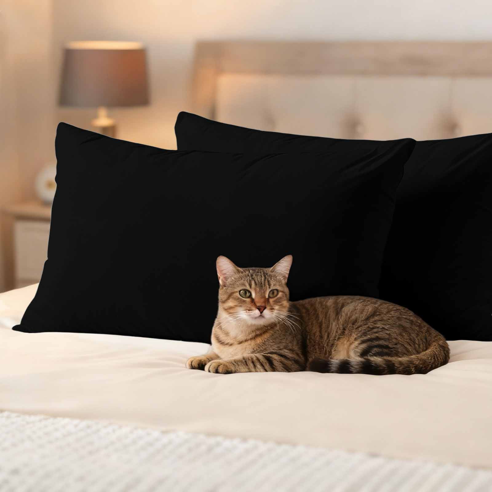 Pack of 2 Outdoor Pillow Covers,Waterproof Black Throw Pillow Covers, Pure Black Decorative Pillowcases Cushion Covers for Patio Garden Couch Pillow Sham Protector 20x12 Inch