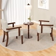 thumbnail image 6 of FAGAGA Accent Chair Set of 2 with Table, Mid Century Modern PU Leather Chair for Living Room, Oversized Chair for Reading Room, Reception Room, Bedroom | Beige, 6 of 8