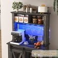 thumbnail image 6 of ANPOO 31.5"W Farmhouse Coffee Bar Cabinet Wine Rack and Storage, Tall Wine Bar Cabinet with 2 Tier Storage Hutch, Buffet Cabinet with LED Light and Glass Racks for Kitchen Dining Room, 6 of 7