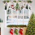 thumbnail image 3 of Christmas Tie Up Valances Curtain, Winter Santa Gnome Tree Xmas Star Snow Wood Grain Adjustable Rod Pocket Short Window Treatment Tie Up Curtains Valances for Kitchen Living Room Bathroom 42x12 In, 3 of 9