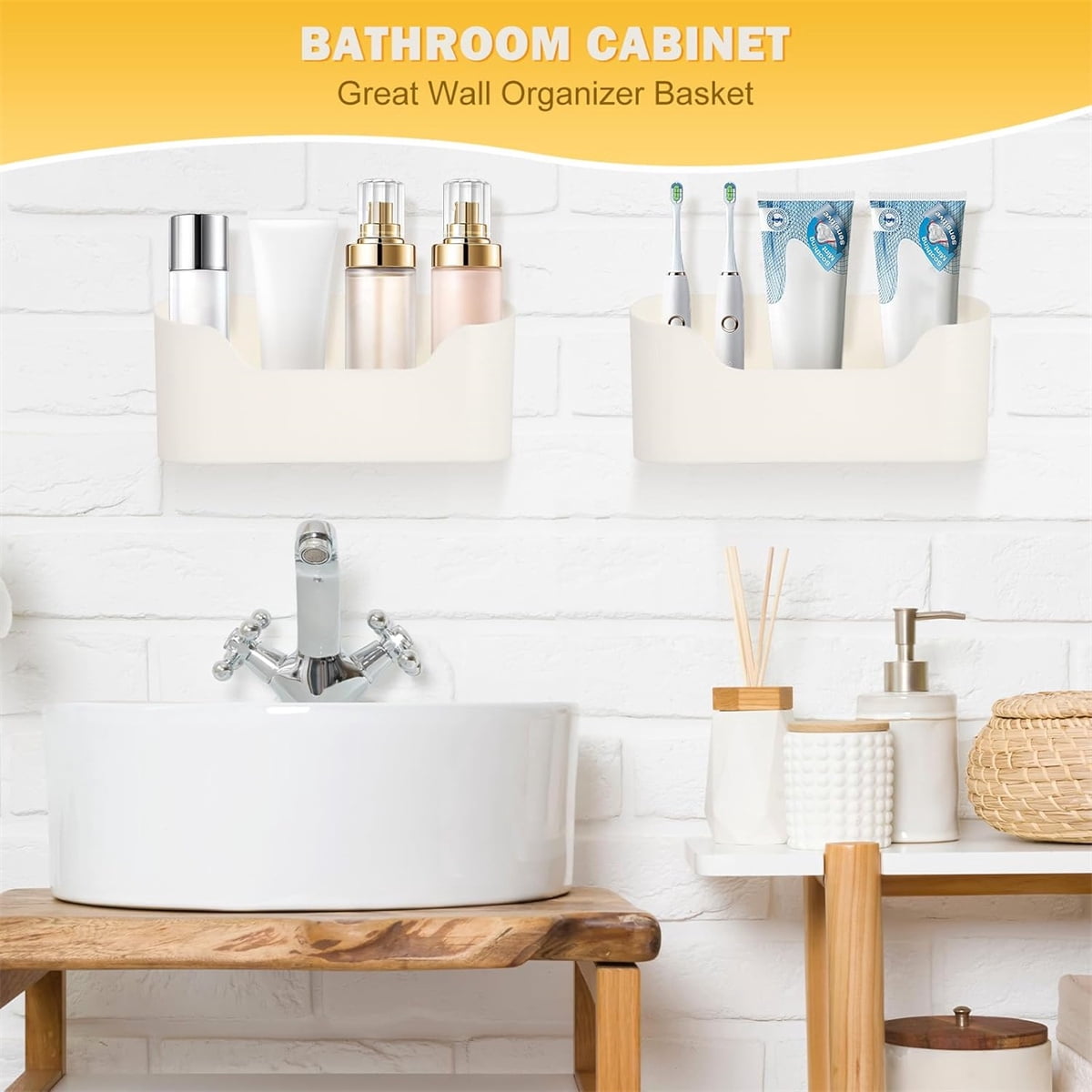 4 Pack Adhesive Cabinet Door Organizer, GIXUSIL No Drilling Wall Mounted Pantry Door Organizer, Bin Holder for Lid Kitchen Wall Under Sink Basket, Organizer Storage for RV Kitchen Bathroom