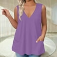 thumbnail image 2 of Mlqidk Womens Plus Size Summer Tops 2024 4x-5x Deep V Neck Tank Shirts Graphic T-Shirt Sleeveless Shirts Dressy Casual Tunic Tops Purple L, 2 of 5