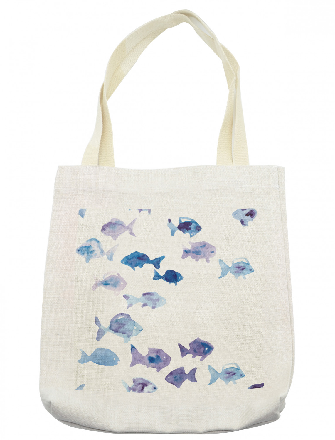 Animal Tote Bag, Little Fishes Watercolors Ocean Underwater Life Marine