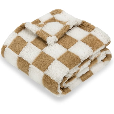 Homritar Baby Blanket for Boys Girls 3D Reversible Fleece Fluffy Blanket with Grid Pattern Soft Warm Cozy Fuzzy Blanket 30 x 40 Inch