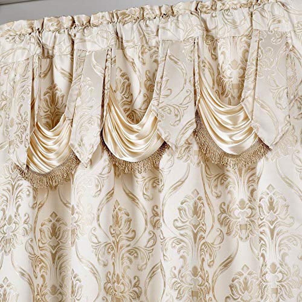 All American Collection New 4 Piece Drape Set with Attached Valance and Sheer with 2 Tie Backs Included