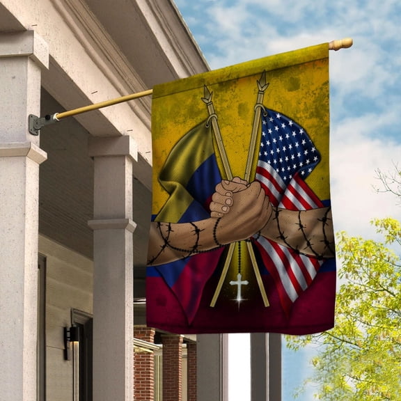 Flags Colombian Handshake American Flag Friendship USA Colombia Colombian Part House Flag, Double-Sided Decorative Outdoor Flag, Polyester Yard Flag 29.5 x 39.5 in