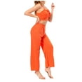 thumbnail image 5 of REORIAFEE Sweatsuits for Women Set 2 Piece Tracksuit Set Gym Outfits Women's Fashion Sexy Summer Casual Sleeveless V Neck Blouses Trousers Two Piece Set Orange L, 5 of 9