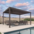 thumbnail image 2 of PURPLE LEAF 12' x 14' Louvered Pergola Outdoor Adjustable Louvre Shade Modern Aluminum Retractable Hardtop Roof for Deck Backyard Garden Bronze, 2 of 9
