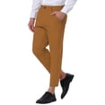 thumbnail image 4 of INSPIRE CHIC Men's Cropped Dress Business Pants Straight Fit Flat Front Suit Trousers 36 Brown, 4 of 7