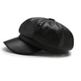 thumbnail image 4 of Women Newsboy Hats - PU Leather Basic Beret Cabbie Hat Short Brim Vintage Women Octagonal Cap for Women, 4 of 8