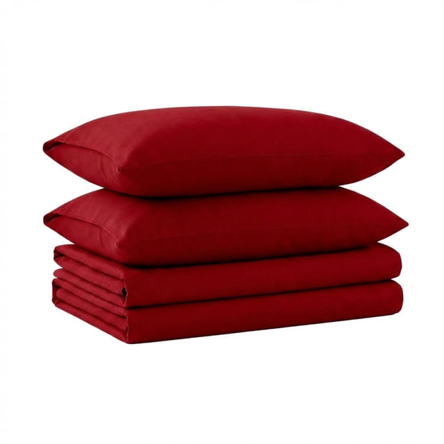 Juego de sábanas de franela Tribeca Living Twin, 170 g/m², color rojo oscuro