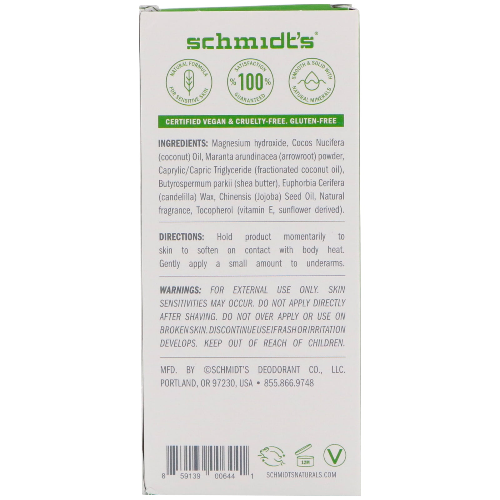 Schmidt's Natural Deodorant, Sensitive Skin Formula, Jasmine Tea, 3.25 oz  (92 g)