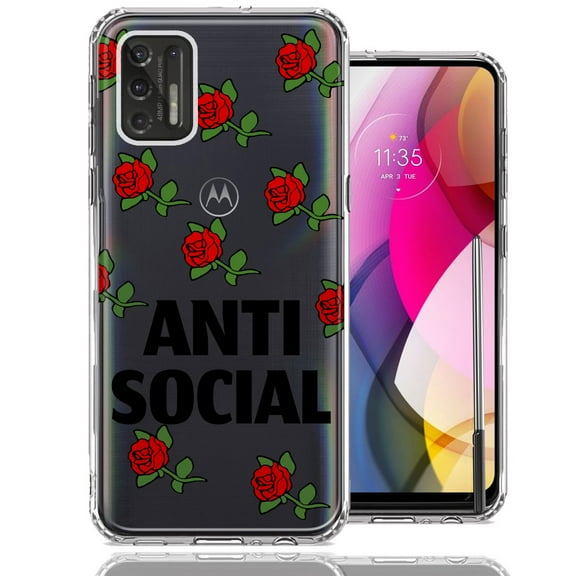 MUNDAZE for Motorola Moto G Stylus 2021 Anti Social Roses Design Double Layer Phone Case Cover
